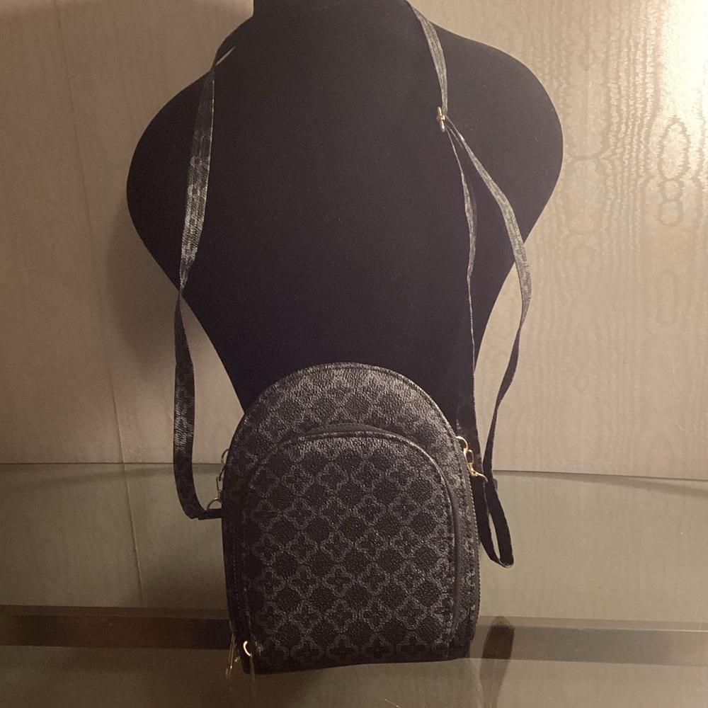 Chic Black Patterned Crossbody Bag $17
